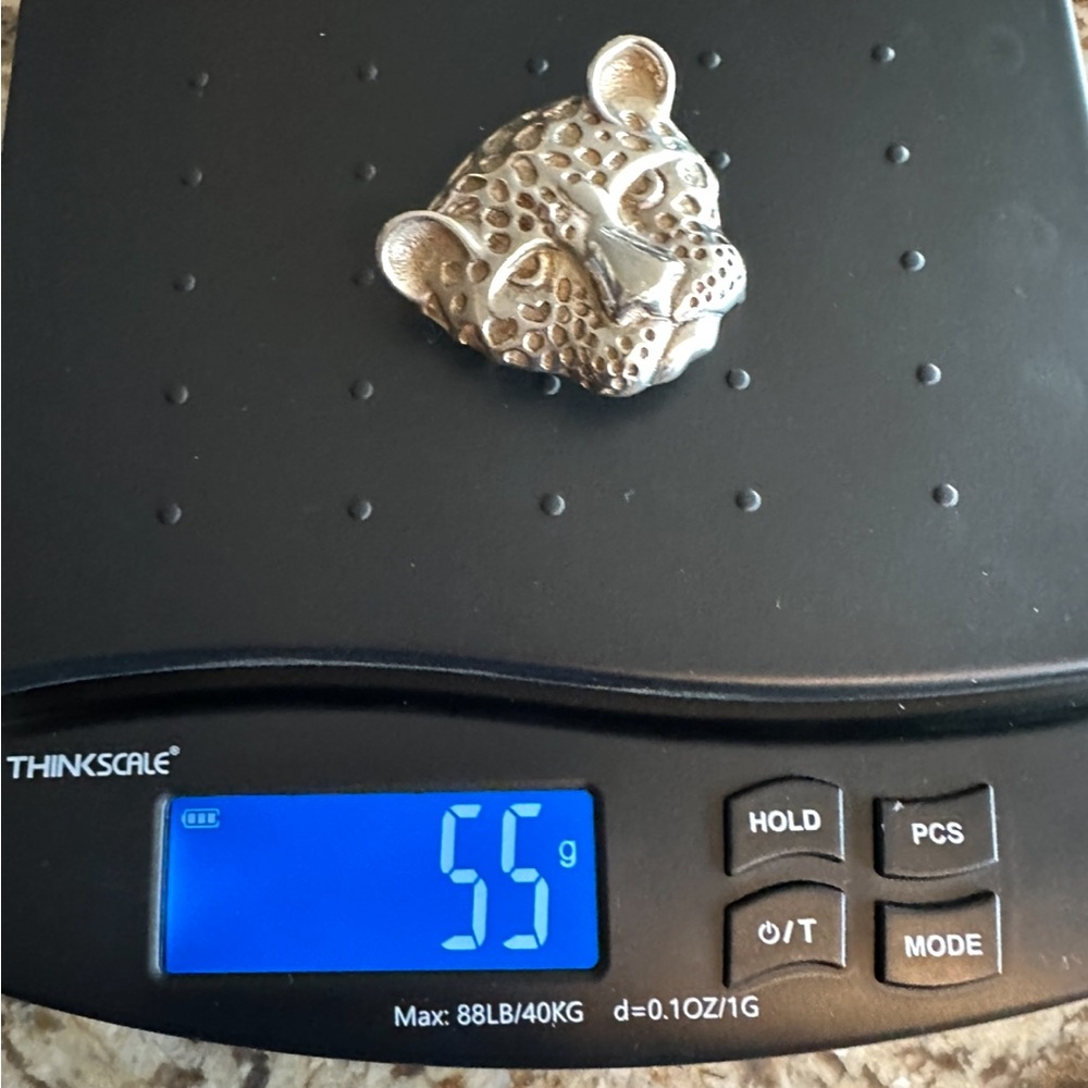 Solid sterling silver leopard face belt buckle be… - image 9